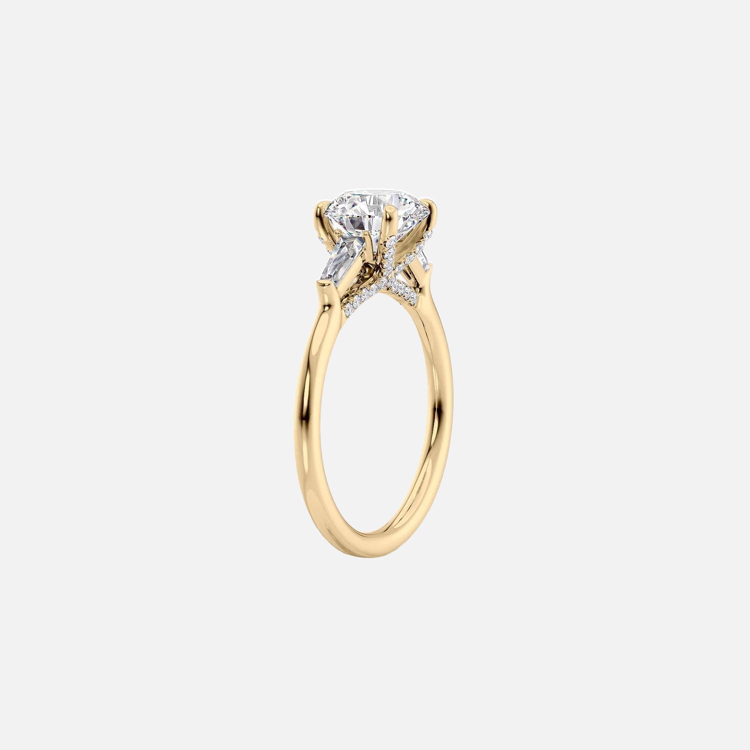  The Baguettes Megan Baguettes Marquise Moissanite Ring 14k Yellow Gold 002