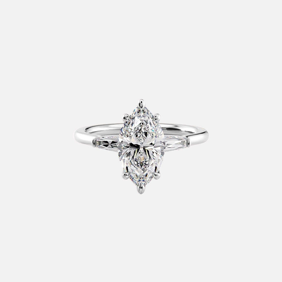  The Baguettes Megan Baguettes Marquise Moissanite Ring 18k White Gold 001