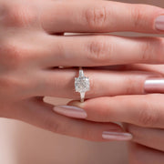  The Baguettes Megan Cushion Lab Diamond Ring 14k White Gold 003