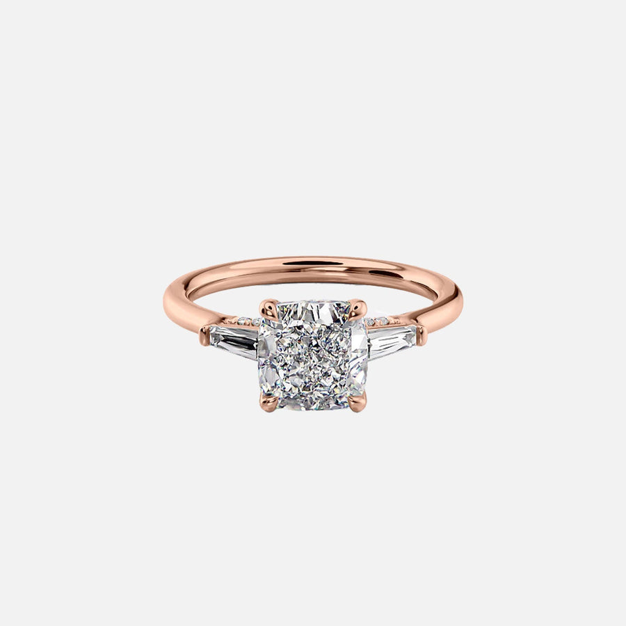  The Baguettes Megan Cushion Lab Diamond Ring 18k Rose Gold 001