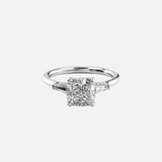  The Baguettes Megan Cushion Lab Diamond Ring 18k White Gold 001