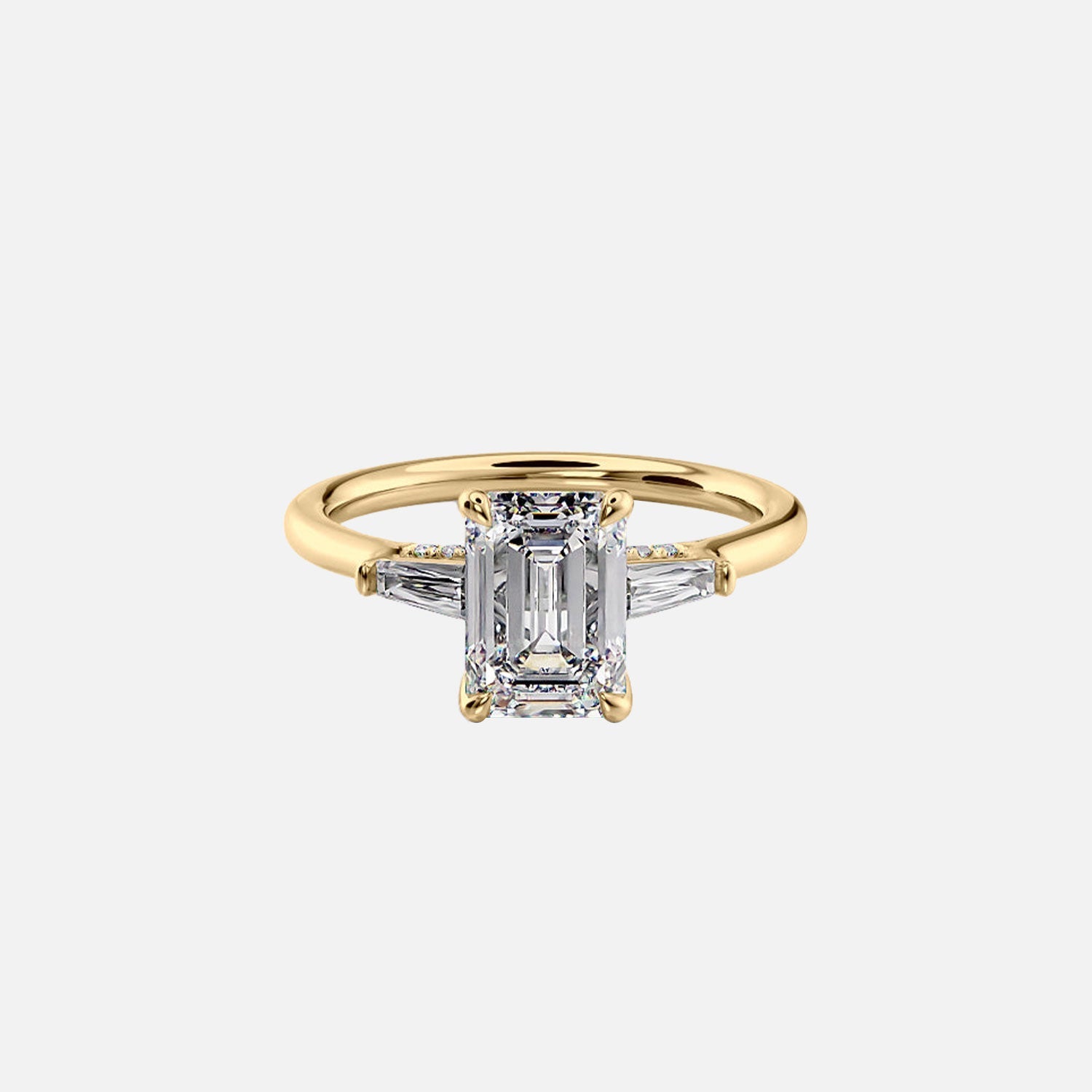 The Baguettes Megan Emerald Lab Diamond Ring 14k Yellow Gold 001