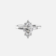  The Baguettes Megan Marquise Lab Diamond Ring 14k White Gold 001