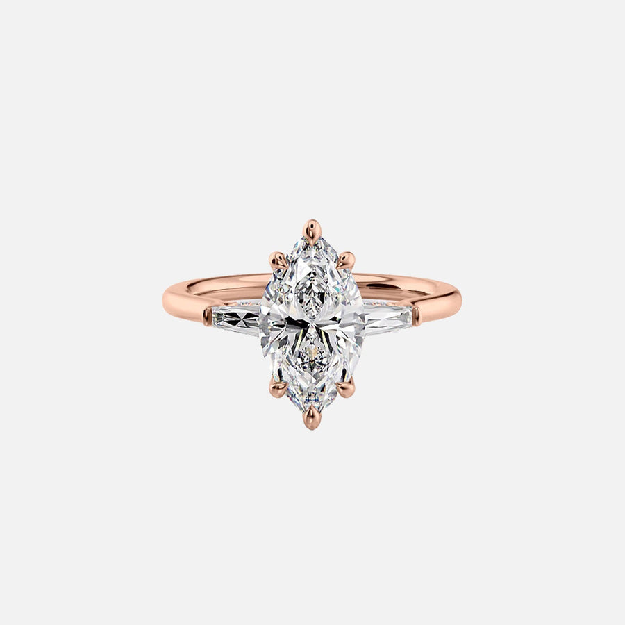  The Baguettes Megan Marquise Lab Diamond Ring 18k Rose Gold 001