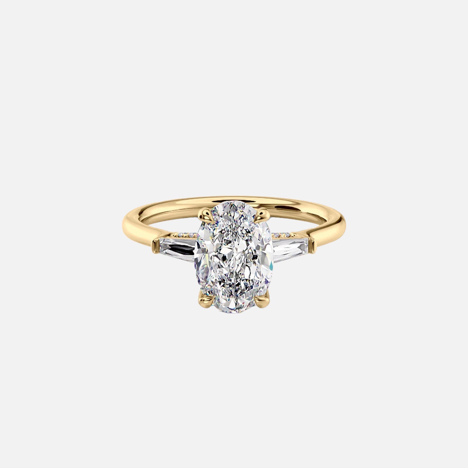 The Baguettes Megan Oval Lab Diamond Ring 14k Yellow Gold 001