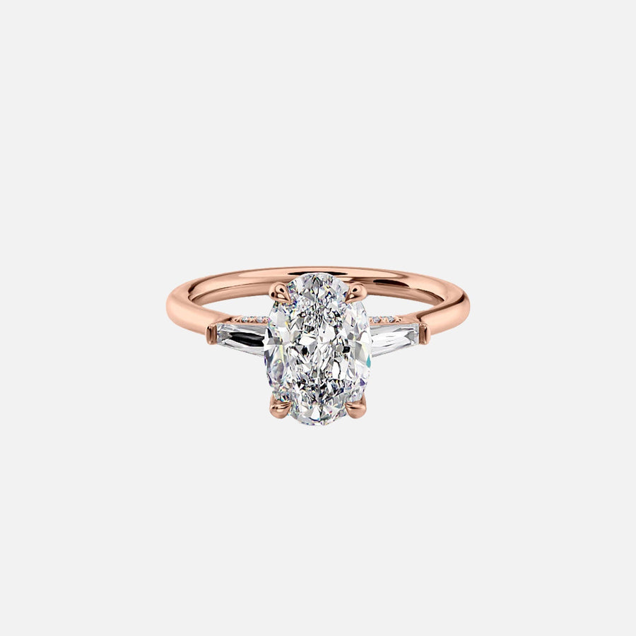  The Baguettes Megan Oval Lab Diamond Ring 18k Rose Gold 001