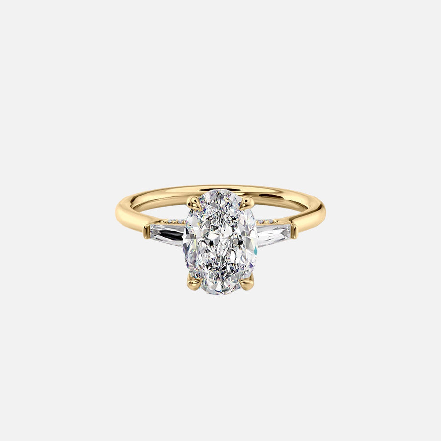  The Baguettes Megan Oval Lab Diamond Ring 18k Yellow Gold 001