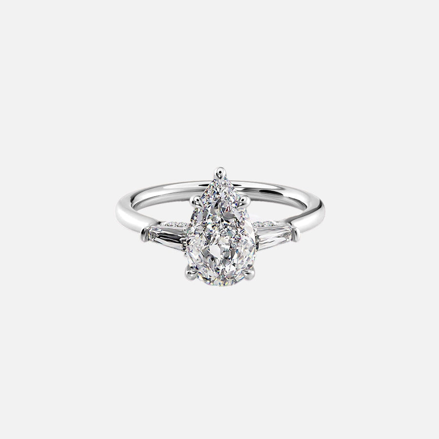  The Baguettes Megan Pear Lab Diamond Ring 14k White Gold 001