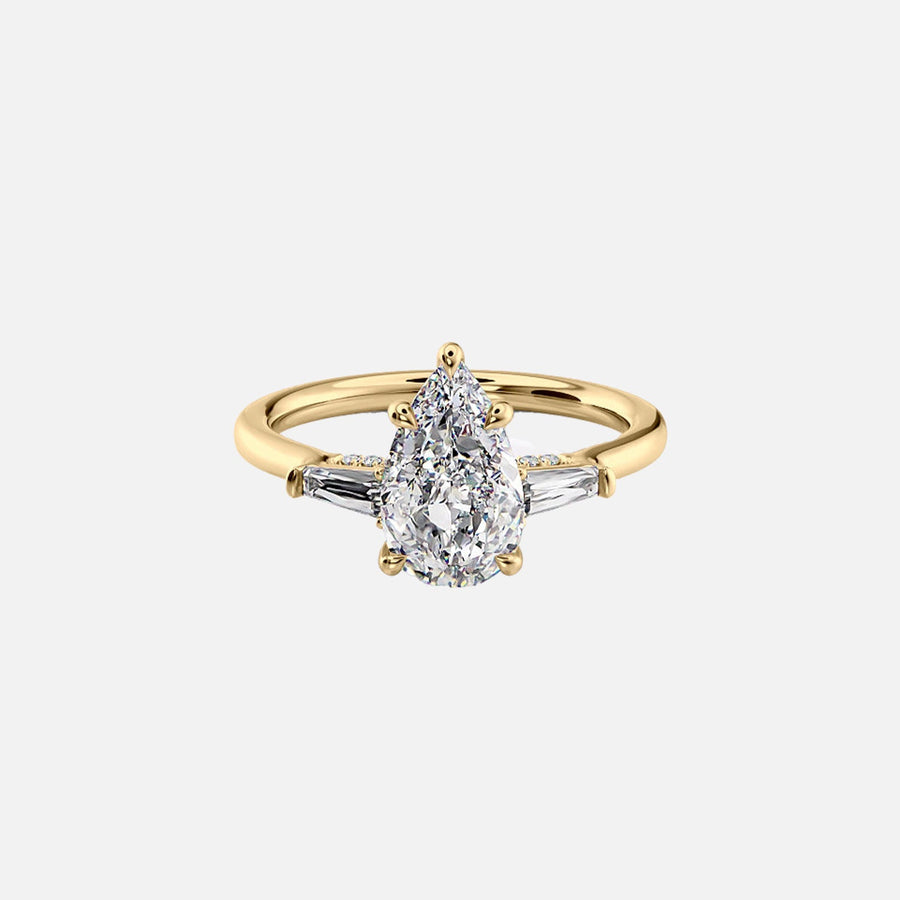 The Baguettes Megan Pear Lab Diamond Ring 14k Yellow Gold 001