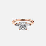  The Baguettes Megan Princess Lab Diamond Ring 14k Rose Gold 001