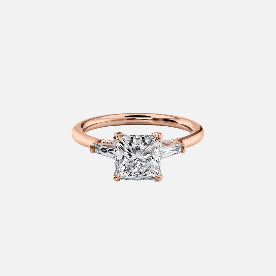  The Baguettes Megan Princess Lab Diamond Ring 14k Rose Gold 001
