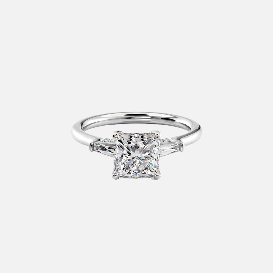  The Baguettes Megan Princess Lab Diamond Ring 18k White Gold 001