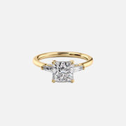  The Baguettes Megan Princess Lab Diamond Ring 18k Yellow Gold 001