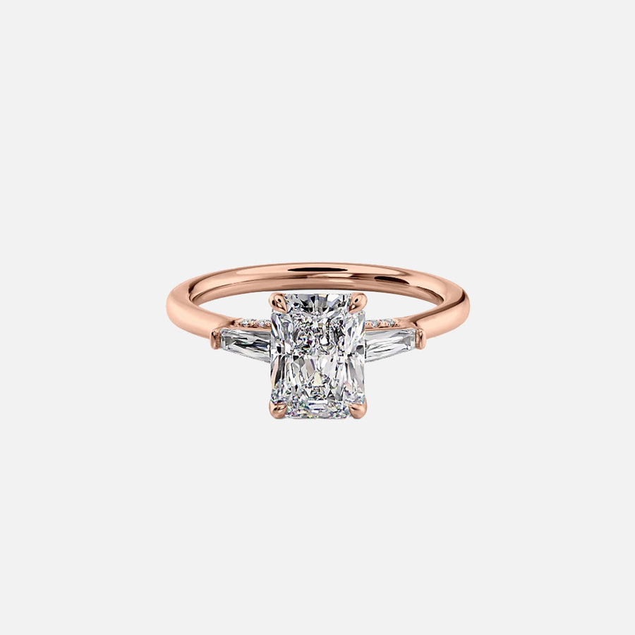  The Baguettes Megan Radiant Lab Diamond Ring 14k Rose Gold 001