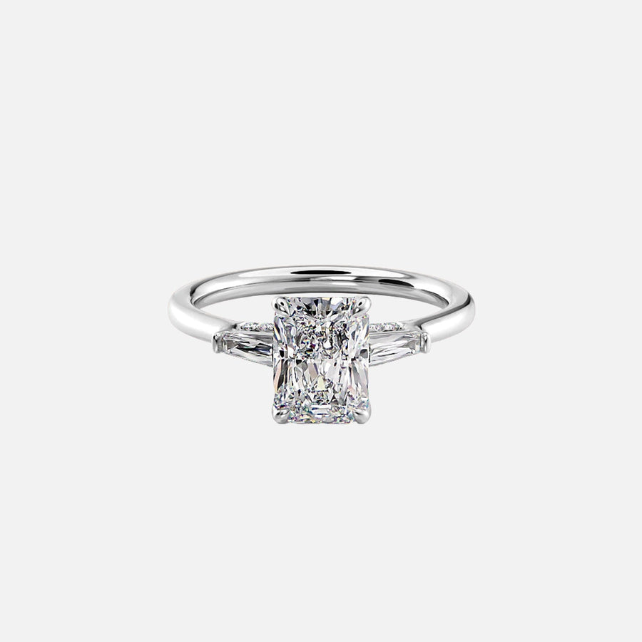  The Baguettes Megan Radiant Lab Diamond Ring 18k White Gold 001