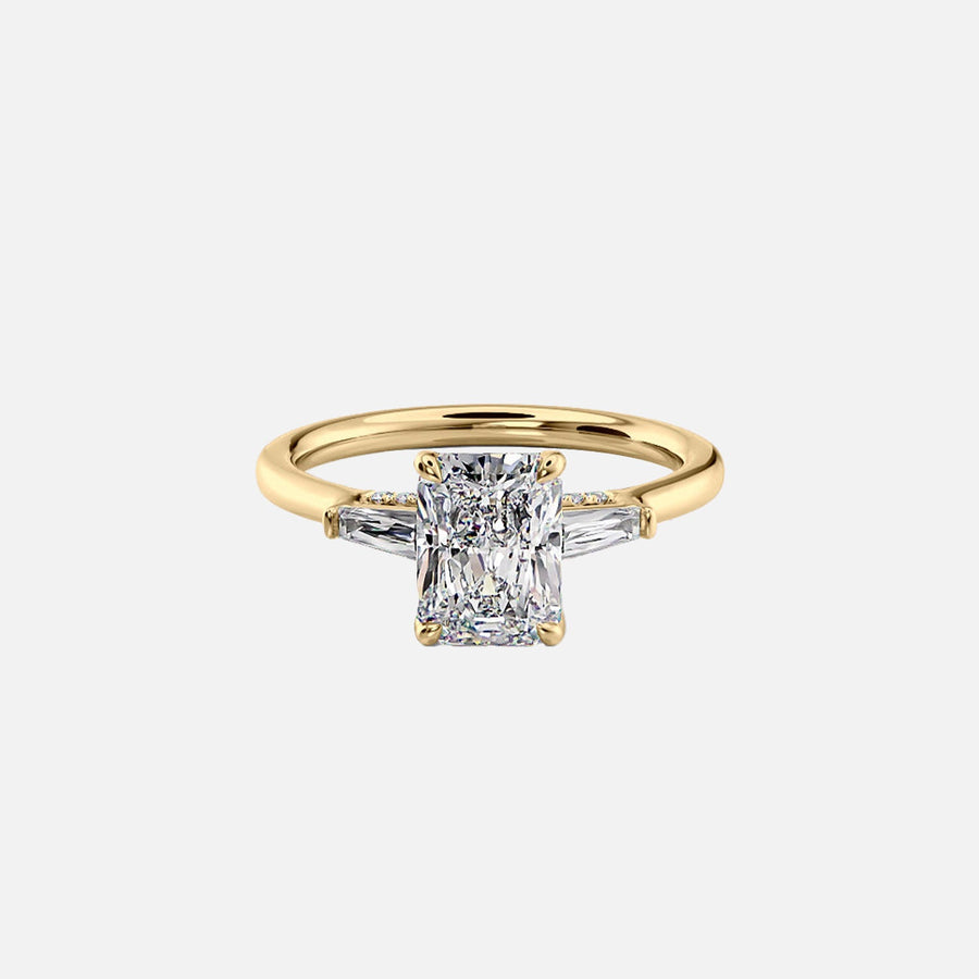 The Baguettes Megan Radiant Lab Diamond Ring 18k Yellow Gold 001