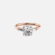  The Baguettes Megan Round Lab Diamond Ring 14k Rose Gold 001