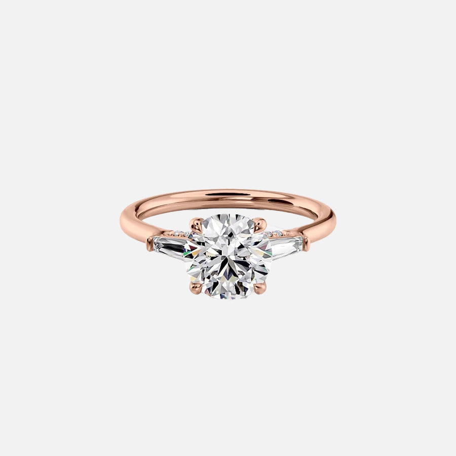  The Baguettes Megan Round Lab Diamond Ring 14k Rose Gold 001