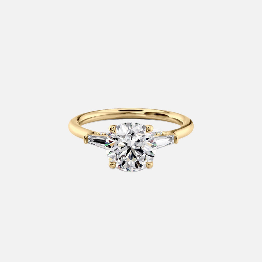  The Baguettes Megan Round Lab Diamond Ring 14k Yellow Gold 004