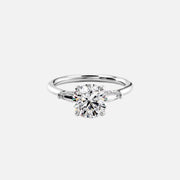 The Baguettes Megan Round Lab Diamond Ring 18k White Gold 001