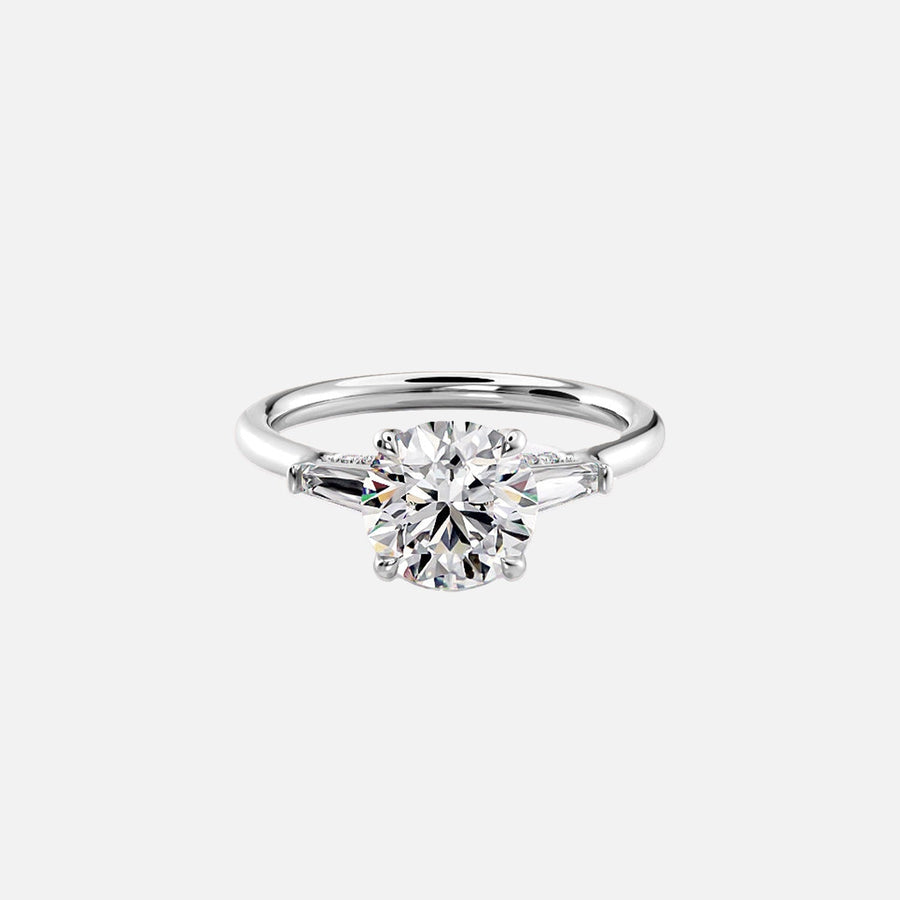 The Baguettes Megan Round Lab Diamond Ring 18k White Gold 001