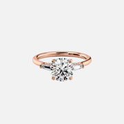  The Baguettes Megan Round Lab Diamond Ring 18k Yellow Gold 001