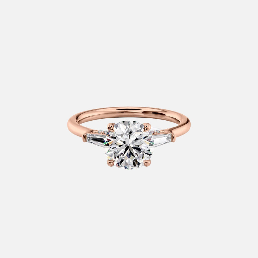  The Baguettes Megan Round Lab Diamond Ring 18k Yellow Gold 001