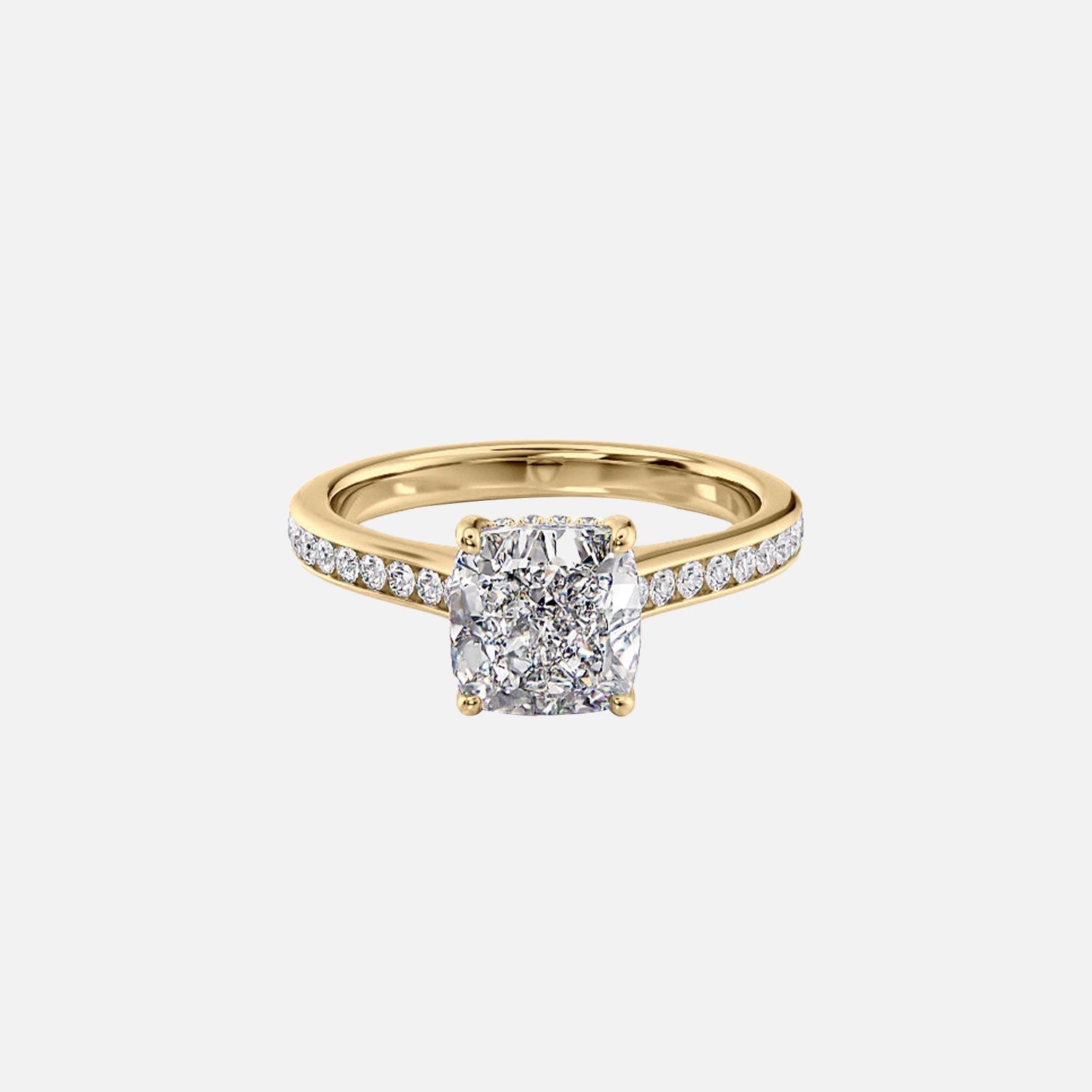 The Cameron Cushion Lab Diamond Ring 14k Yellow Gold 001