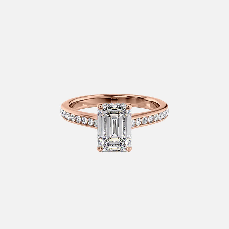  The Cameron Emerald Lab Diamond Ring 14k Rose Gold 001