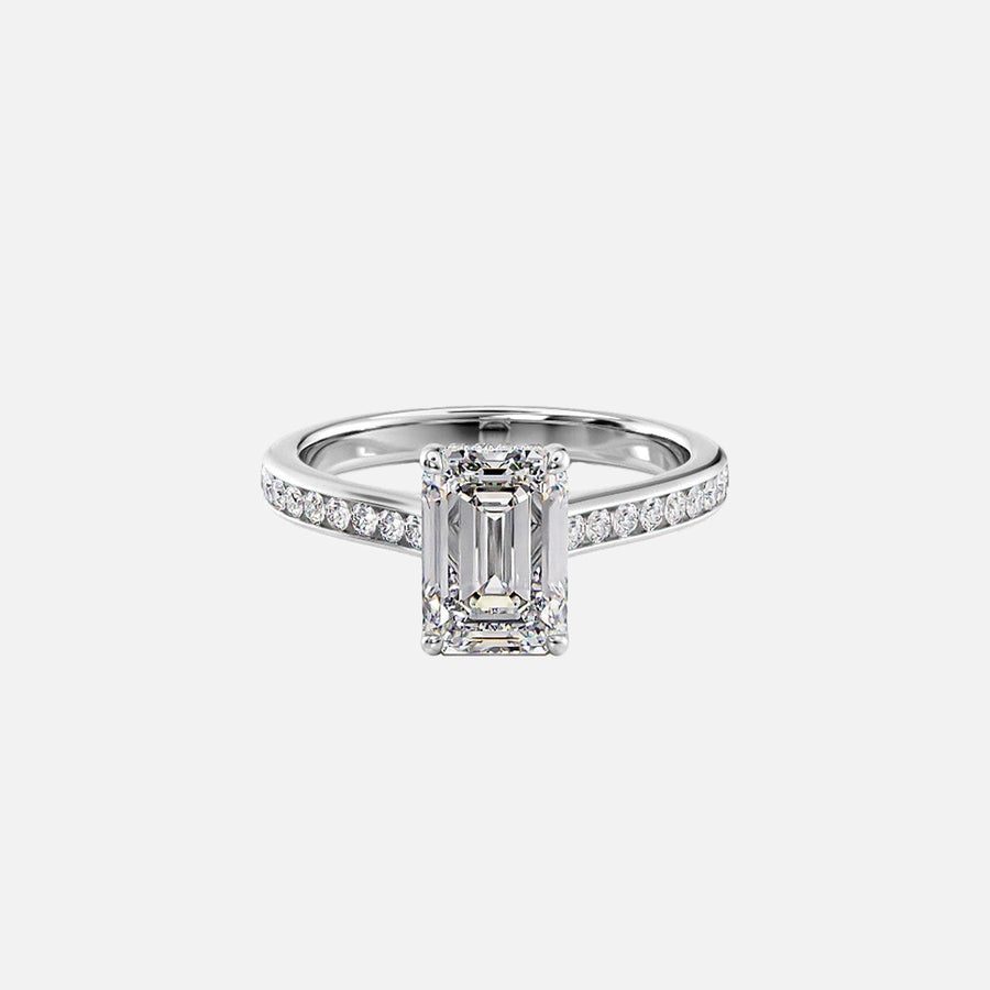  The Cameron Emerald Lab Diamond Ring 14k White Gold 001
