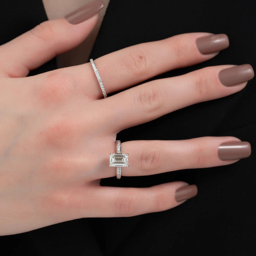  The Cameron Emerald Lab Diamond Ring 14k White Gold 003