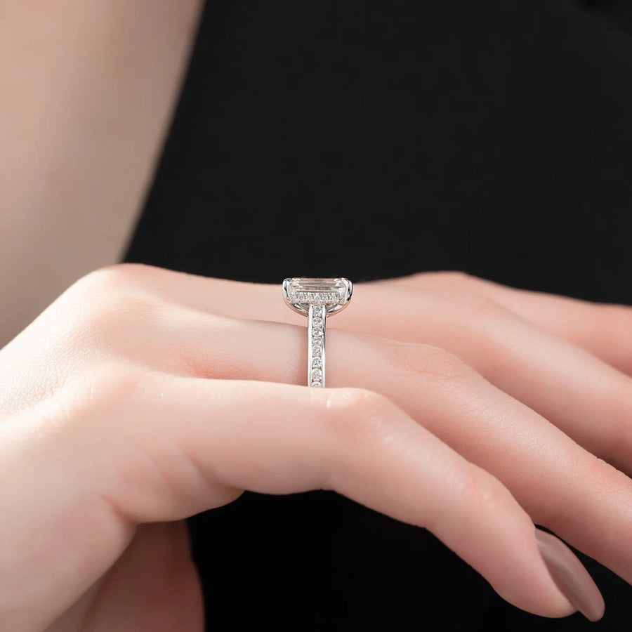  The Cameron Emerald Lab Diamond Ring 14k White Gold 005 Final