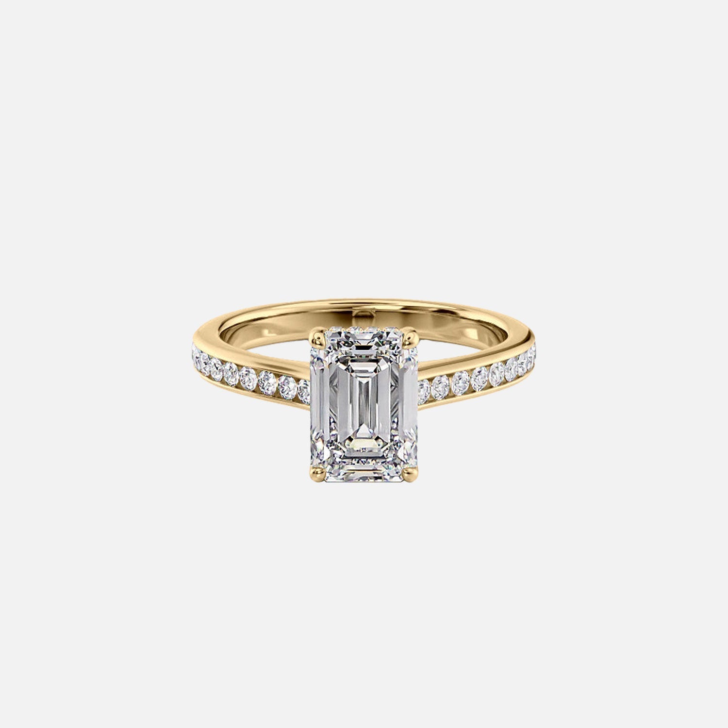 The Cameron Emerald Moissanite Ring 14k Yellow Gold 001