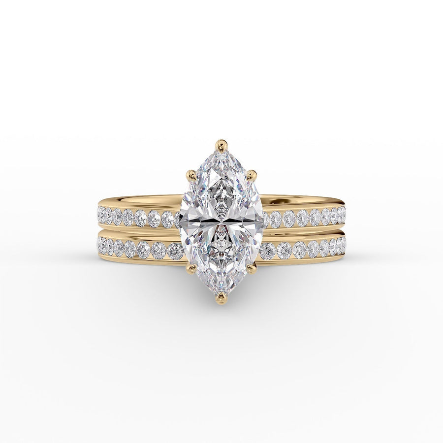  The Cameron Marquise Lab Diamond Ring 14k Yellow Gold 003