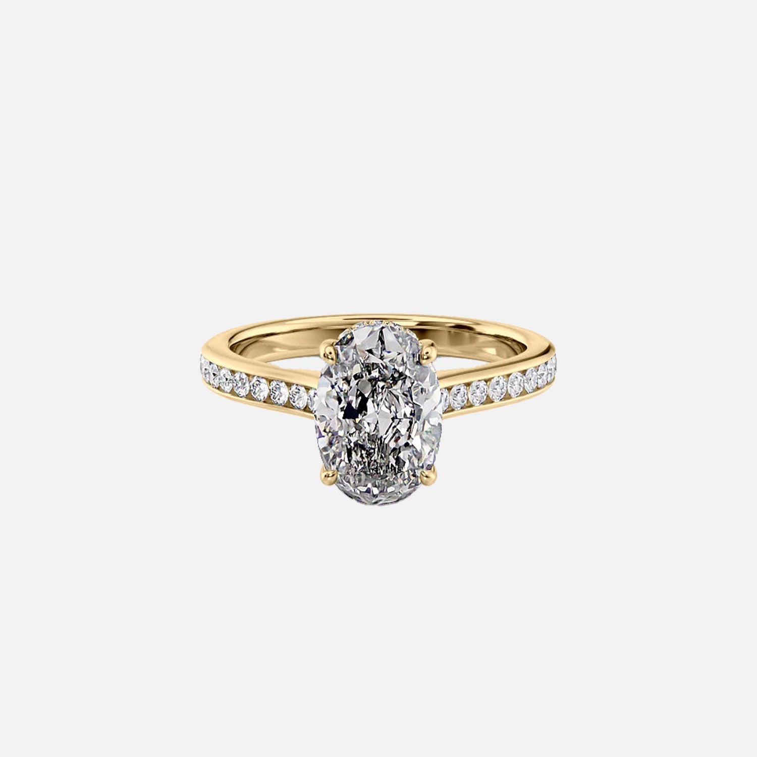 The Cameron Oval Moissanite Ring 14k Yellow Gold 001