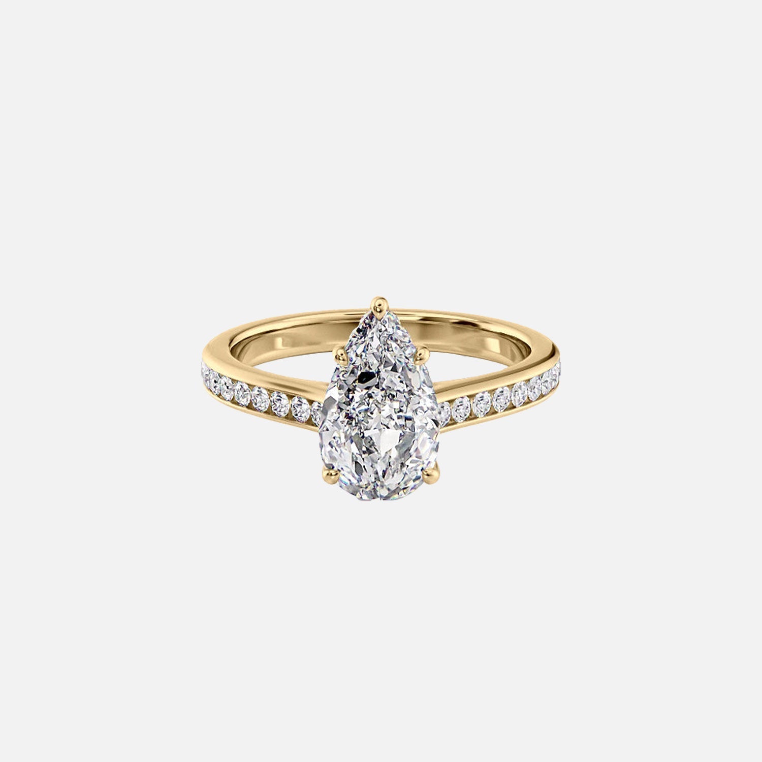 The Cameron Pear Lab Diamond Ring 14k Yellow Gold 001