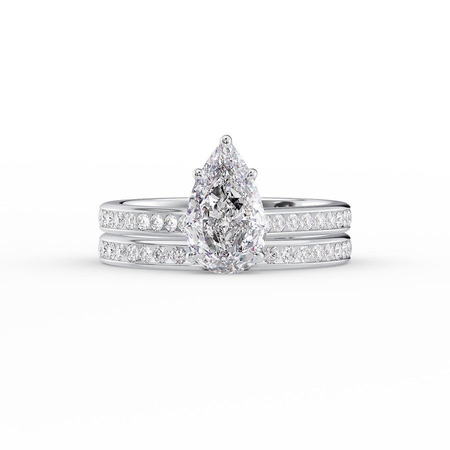  The Cameron Pear Lab Diamond Ring 18k White Gold 003
