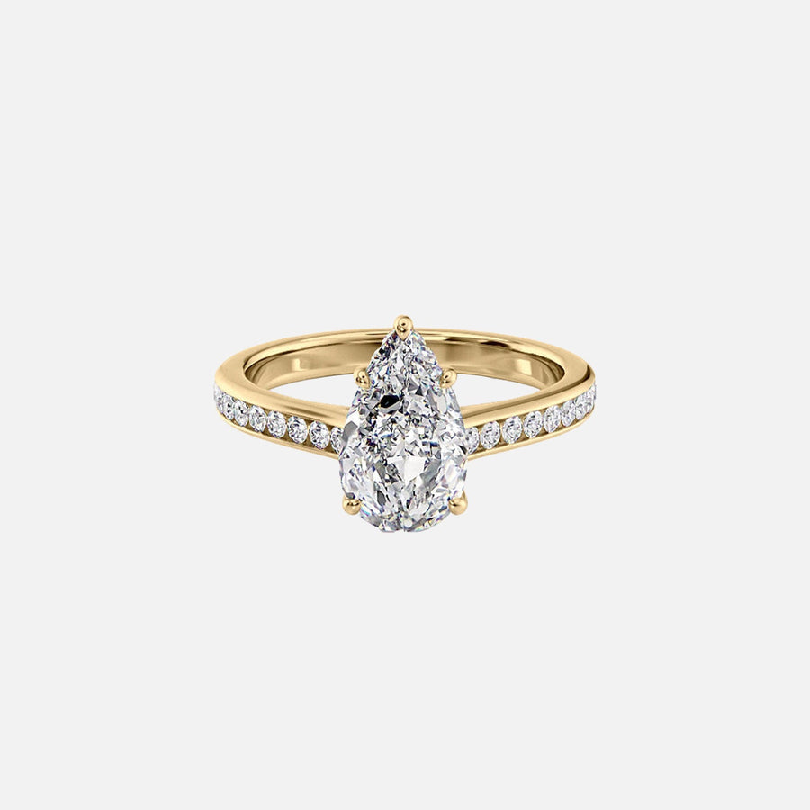  The Cameron Pear Lab Diamond Ring 18k Yellow Gold 001