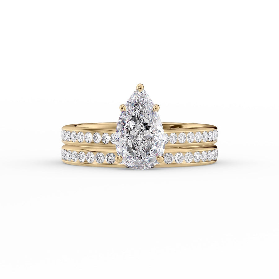  The Cameron Pear Lab Diamond Ring 18k Yellow Gold 003
