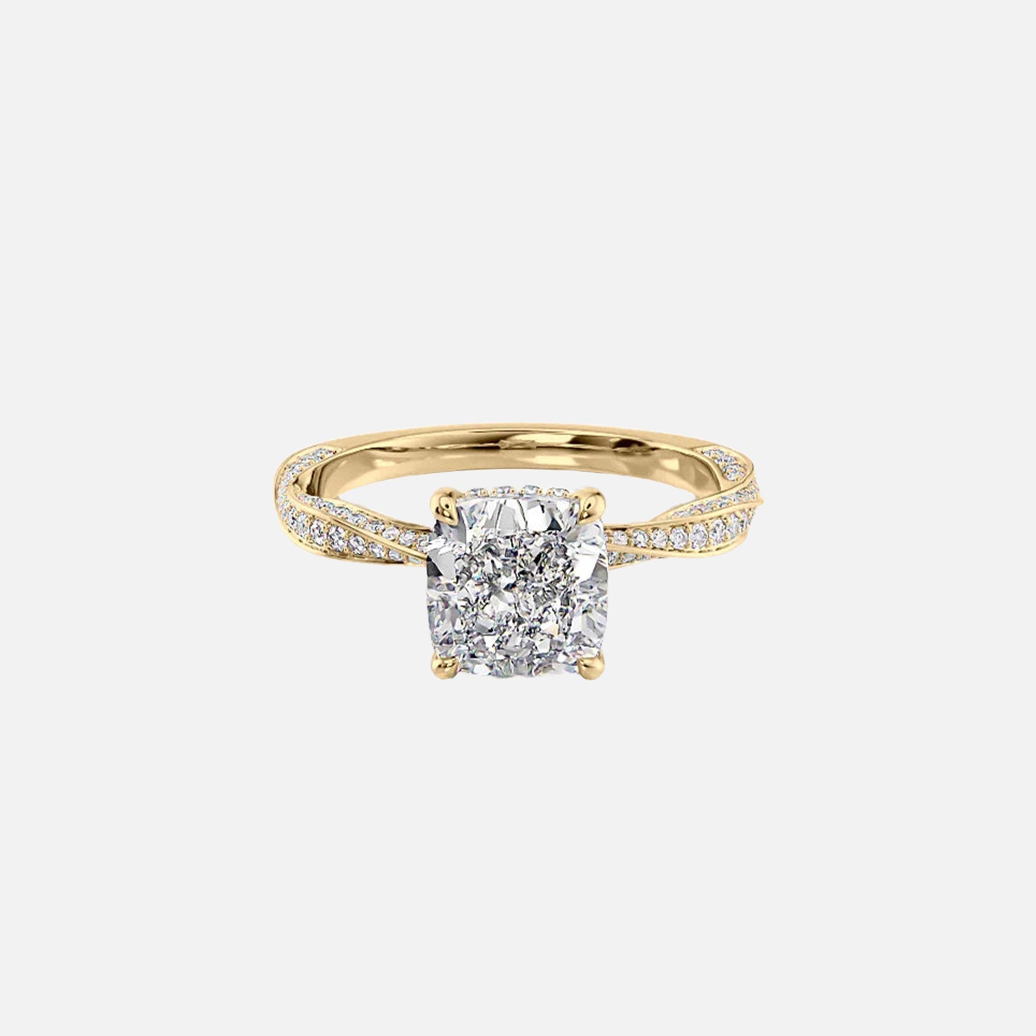 The Caroline Cushion Lab Diamond Ring 14k Yellow Gold 001