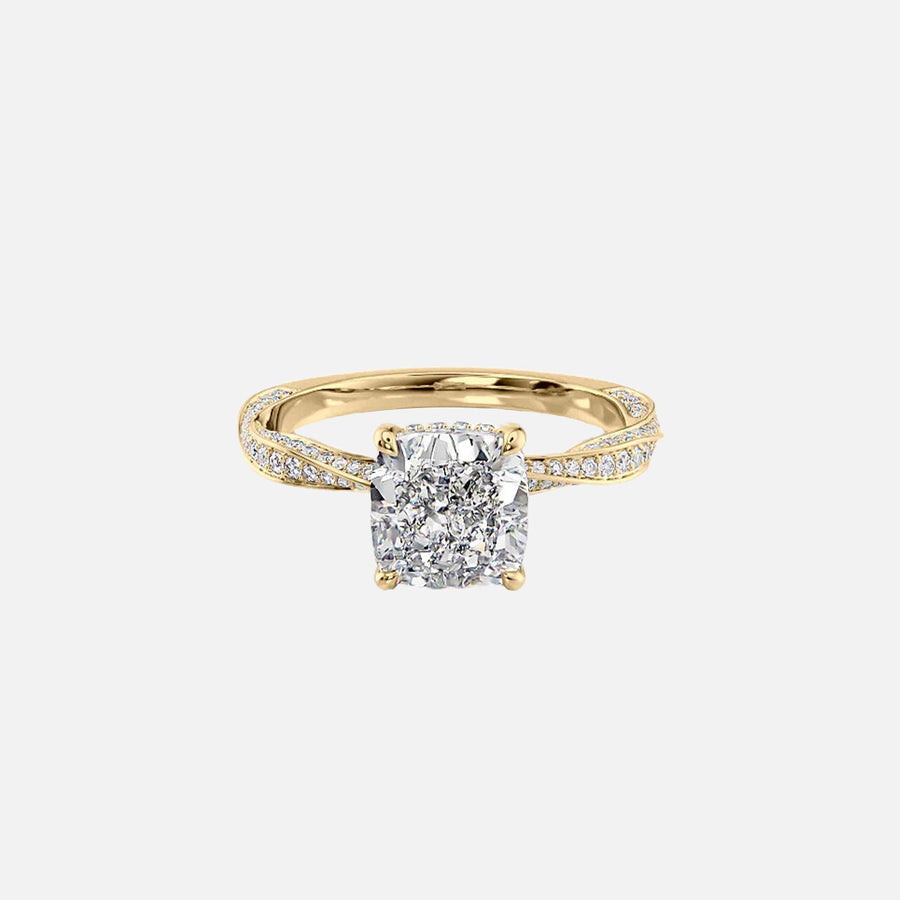 The Caroline Cushion Lab Diamond Ring 14k Yellow Gold 001