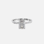  The Caroline Emerald Moissanite Ring 14k White Gold 001