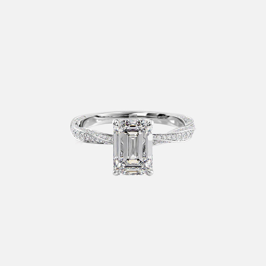  The Caroline Emerald Moissanite Ring 14k White Gold 001
