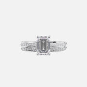  The Caroline Emerald Moissanite Ring 14k White Gold 003