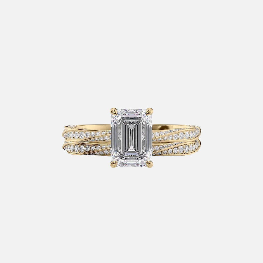  The Caroline Emerald Moissanite Ring 14k Yellow Gold 003