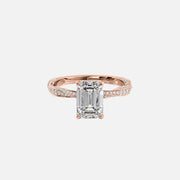  The Caroline Emerald Moissanite Ring 18k Rose Gold 001