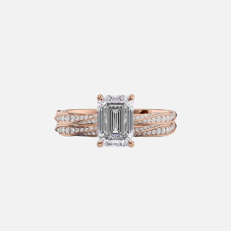  The Caroline Emerald Moissanite Ring 18k Rose Gold 003