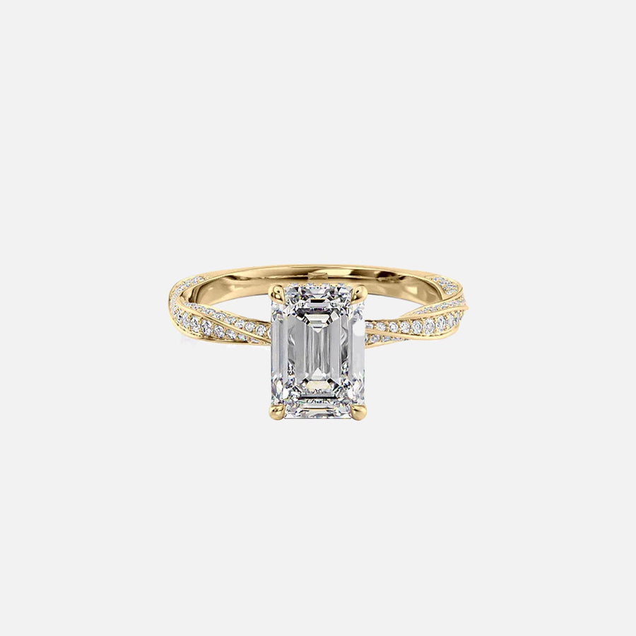  The Caroline Emerald Moissanite Ring 18k Yellow Gold 001
