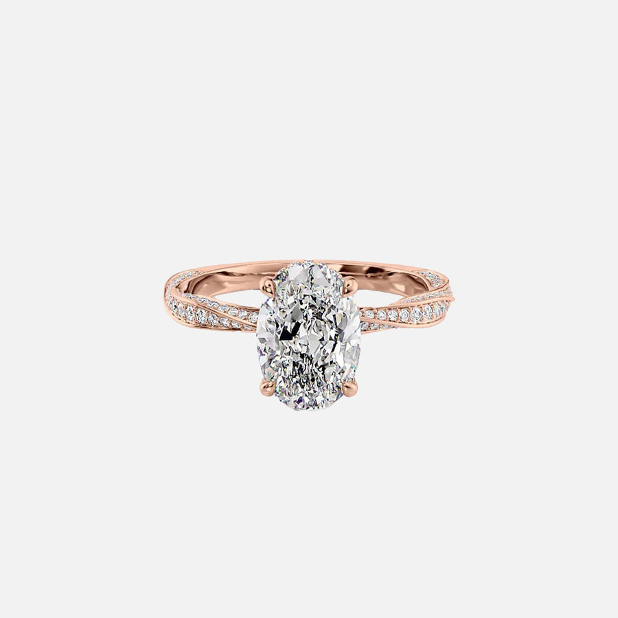  The Caroline Oval Moissanite Ring 14k Rose Gold 001