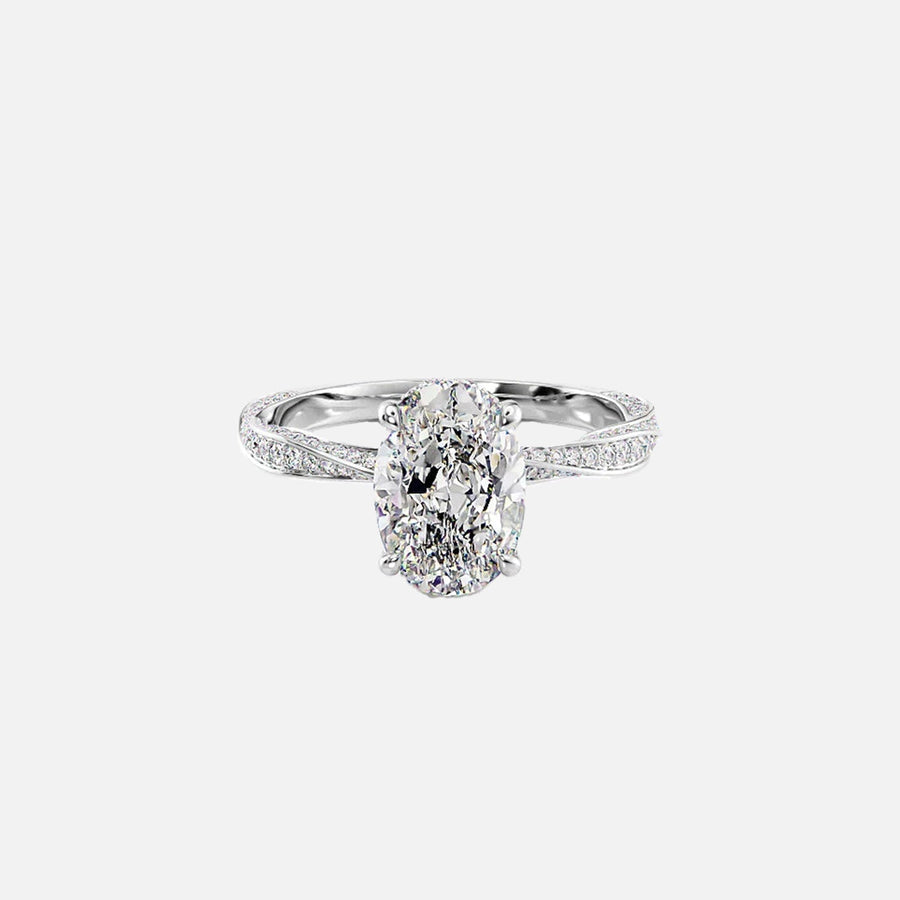  The Caroline Oval Moissanite Ring 14k White Gold 001